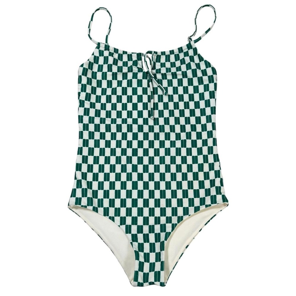 Danielle Brown x Jacks Surfboards Green Checkered One Piece Swimsuit XXS